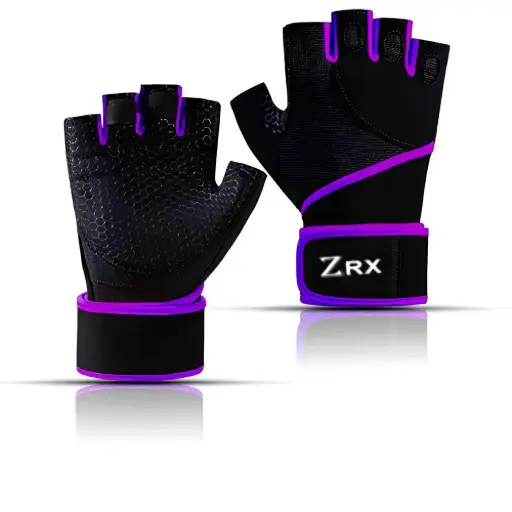 Black and Purple Combo Zrx Workout Gloves
